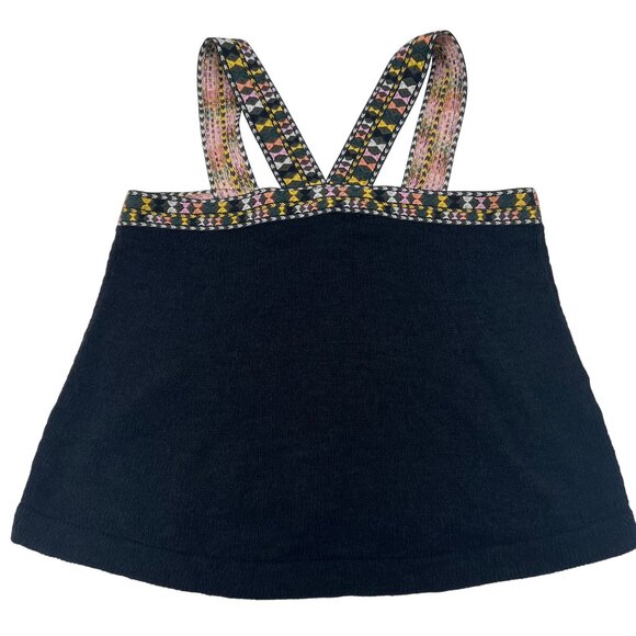 Madewell Black Knit Tank Top With Multicolor Patterned Straps size Small - Picture 1 of 7